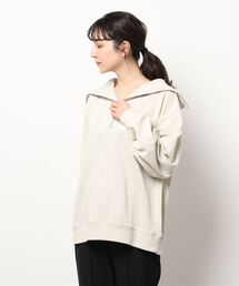 Samansa Mos2 blue | 裏起毛ハーフジップスウェット(スウェット)