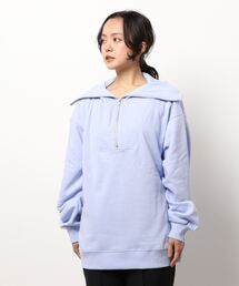 Samansa Mos2 blue | 裏起毛ハーフジップスウェット(スウェット)