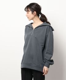 Samansa Mos2 blue | 裏起毛ハーフジップスウェット(スウェット)