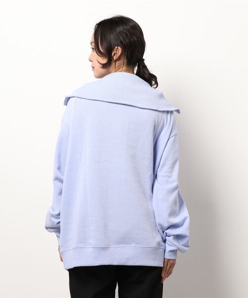 Samansa Mos2 blue(サマンサモスモスブルー)の「裏起毛ハーフジップスウェット(スウェット・レディース・ベージュ/サックスブルー/チャコール・フリ-)」の5枚目の写真