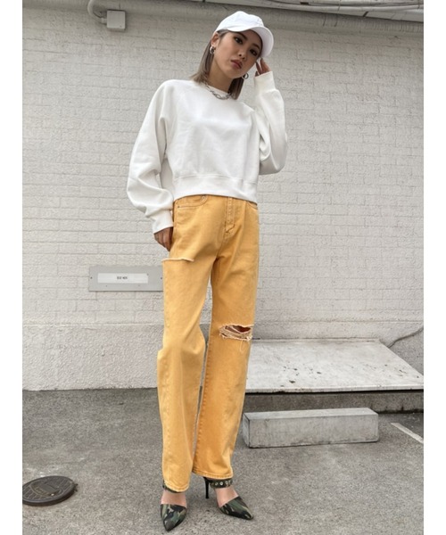 EGOIST(エゴイスト)の「ポイントEG刺繍トップス(Tシャツ/カットソー・レディース・ホワイト/ブラック/ベージュ・FREE)」の5枚目の写真