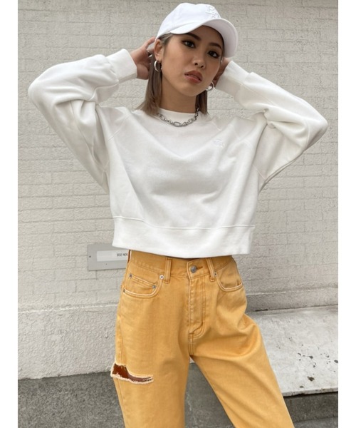 EGOIST(エゴイスト)の「ポイントEG刺繍トップス(Tシャツ/カットソー・レディース・ホワイト/ブラック/ベージュ・FREE)」の6枚目の写真