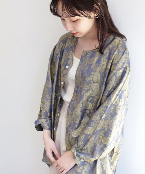 FREDY&GLOSTER（フレディアンドグロスター）の「【Hollingworth country outfitters】クルーネック Shirts Paisley Jacuard ペイズリージャガードシャツ（シャツ/ブラウス・レディース・ゴールド/ブラック系その他4・MEDIUM）」の10枚目の写真