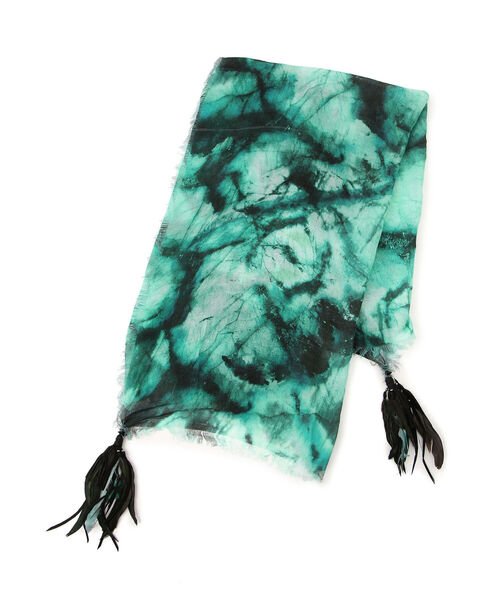 KMRii(ケムリ)の「KMRii/ケムリ/LAB SQUARE STOLE(ストール/ショール・レディース・ターコイズブルー/チャコール・FREE)」の2枚目の写真