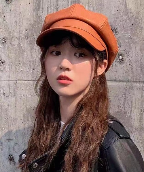 Mayree（メイリー）の「合成皮革キャスケット【YC】（キャスケット・レディース・キャメル/ブラック・FREE）」の4枚目の写真