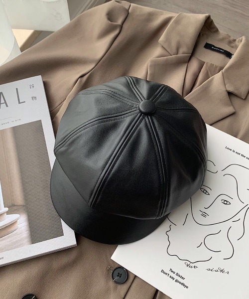 Mayree（メイリー）の「合成皮革キャスケット【YC】（キャスケット・レディース・キャメル/ブラック・FREE）」の6枚目の写真