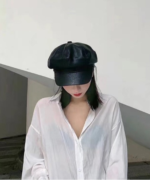 Mayree（メイリー）の「合成皮革キャスケット【YC】（キャスケット・レディース・キャメル/ブラック・FREE）」の7枚目の写真