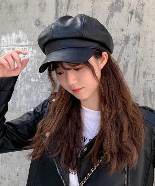 Mayree（メイリー）の「合成皮革キャスケット【YC】（キャスケット・レディース・キャメル/ブラック・FREE）」の9枚目の写真