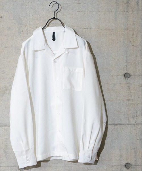 JOHN'S CLOSET（ジョンズクローゼット）の「【i】ポリ無地オープンカラーシャツ（シャツ/ブラウス・メンズ・グレイッシュベージュ/モカ/グリーン/ブラック/グレイッシュブルー/ホワイト・LARGE/MEDIUM/X-LARGE）」の2枚目の写真