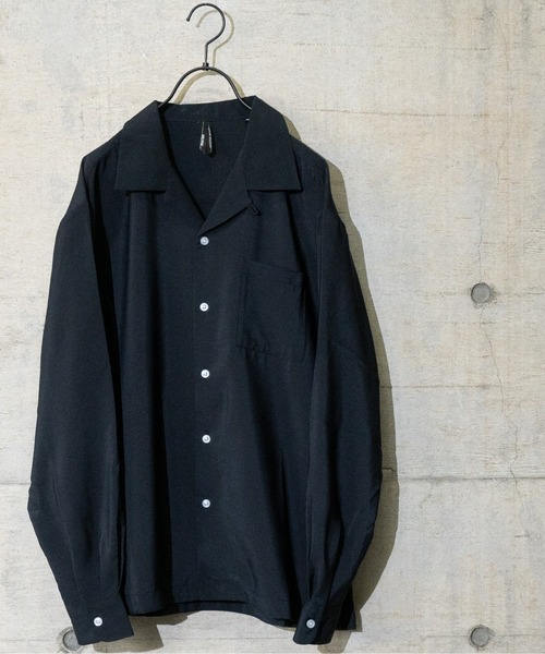 JOHN'S CLOSET（ジョンズクローゼット）の「【i】ポリ無地オープンカラーシャツ（シャツ/ブラウス・メンズ・グレイッシュベージュ/モカ/グリーン/ブラック/グレイッシュブルー/ホワイト・LARGE/MEDIUM/X-LARGE）」の3枚目の写真