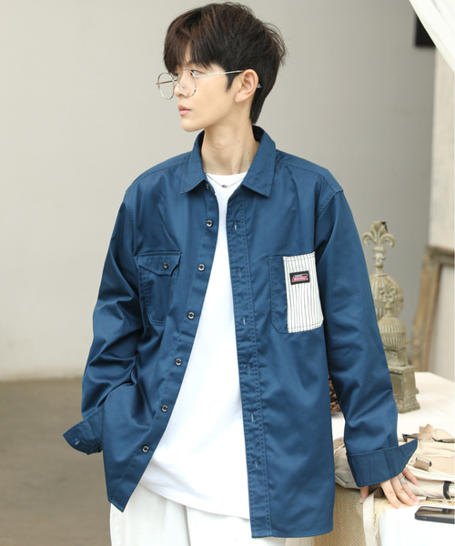 Dickies(ディッキーズ)の「【neos -addictive design-】GENUINE DICKIES ジェニュイン ディッキーズ ルーズシルエット ツイル ワークシャツ(シャツ/ブラウス・メンズ・ブラック/ベージュ/ブルー/ホワイト系/ネイビー系・MEDIUM/LARGE/X-LARGE)」の4枚目の写真
