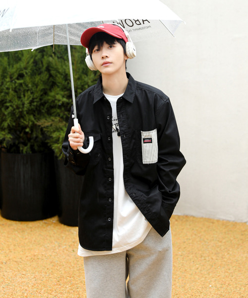Dickies(ディッキーズ)の「【neos -addictive design-】GENUINE DICKIES ジェニュイン ディッキーズ ルーズシルエット ツイル ワークシャツ(シャツ/ブラウス・メンズ・ブラック/ベージュ/ブルー/ホワイト系/ネイビー系・MEDIUM/LARGE/X-LARGE)」の8枚目の写真