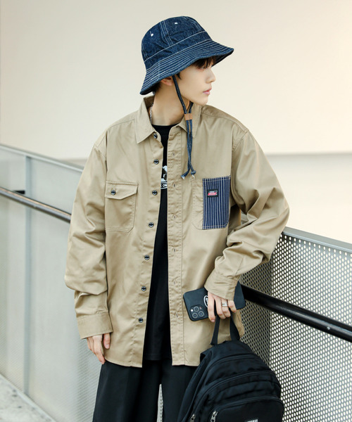Dickies(ディッキーズ)の「【neos -addictive design-】GENUINE DICKIES ジェニュイン ディッキーズ ルーズシルエット ツイル ワークシャツ(シャツ/ブラウス・メンズ・ブラック/ベージュ/ブルー/ホワイト系/ネイビー系・MEDIUM/LARGE/X-LARGE)」の12枚目の写真