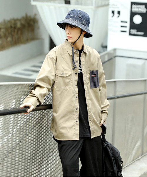 Dickies(ディッキーズ)の「【neos -addictive design-】GENUINE DICKIES ジェニュイン ディッキーズ ルーズシルエット ツイル ワークシャツ(シャツ/ブラウス・メンズ・ブラック/ベージュ/ブルー/ホワイト系/ネイビー系・MEDIUM/LARGE/X-LARGE)」の15枚目の写真