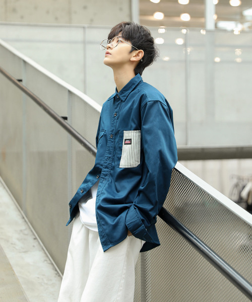 Dickies(ディッキーズ)の「【neos -addictive design-】GENUINE DICKIES ジェニュイン ディッキーズ ルーズシルエット ツイル ワークシャツ(シャツ/ブラウス・メンズ・ブラック/ベージュ/ブルー/ホワイト系/ネイビー系・MEDIUM/LARGE/X-LARGE)」の19枚目の写真
