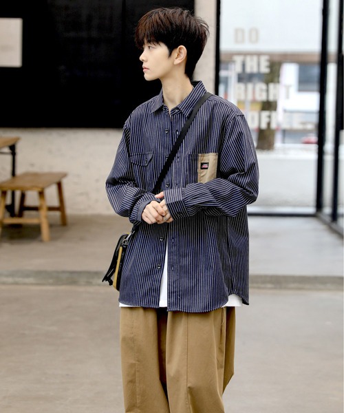 Dickies(ディッキーズ)の「【neos -addictive design-】GENUINE DICKIES ジェニュイン ディッキーズ ルーズシルエット ツイル ワークシャツ(シャツ/ブラウス・メンズ・ブラック/ベージュ/ブルー/ホワイト系/ネイビー系・MEDIUM/LARGE/X-LARGE)」の6枚目の写真