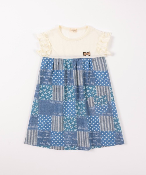 trois lapins kp（トロワラパンケーピー）の「パッチワークプリントのワンピース(100-130cm)（ワンピース・キッズ・ブルー・110cm/120cm/130cm/100cm）」の7枚目の写真