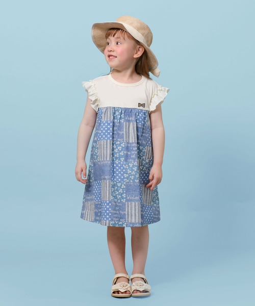 trois lapins kp（トロワラパンケーピー）の「パッチワークプリントのワンピース(100-130cm)（ワンピース・キッズ・ブルー・110cm/120cm/130cm/100cm）」の6枚目の写真