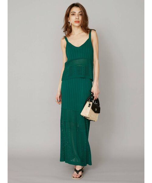 EVRIS（エヴリス）の「クロシェニットキャミ【セットアップ着用可能】（キャミソール・レディース・ブラック/グリーン/アイボリー・FREE）」の6枚目の写真