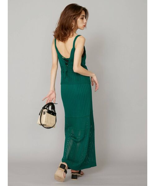 EVRIS（エヴリス）の「クロシェニットキャミ【セットアップ着用可能】（キャミソール・レディース・ブラック/グリーン/アイボリー・FREE）」の7枚目の写真