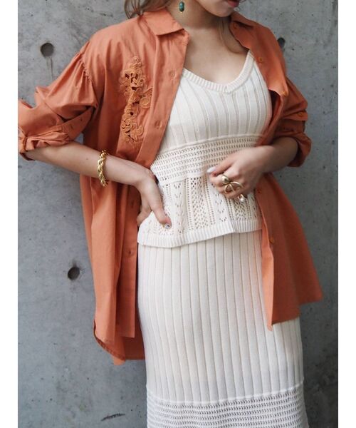 EVRIS（エヴリス）の「クロシェニットキャミ【セットアップ着用可能】（キャミソール・レディース・ブラック/グリーン/アイボリー・FREE）」の22枚目の写真