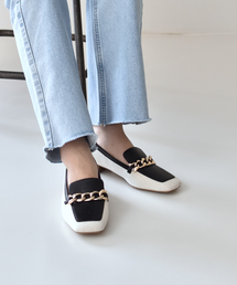 PICHE ABAHOUSE | チェーンモチーフ スクエアトゥローファー(ローファー)