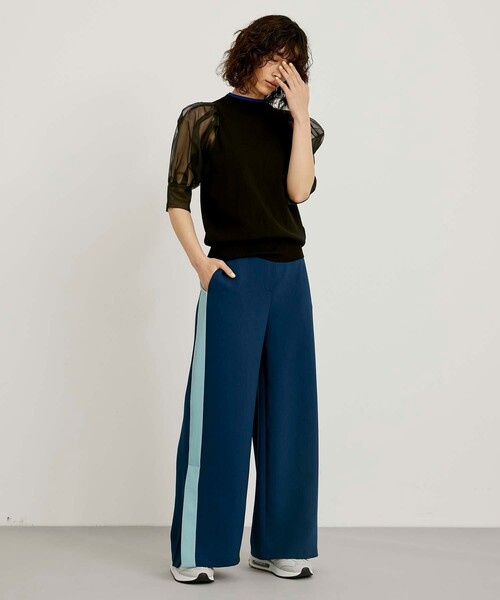 CITY TOKYO（シティトウキョウ）の「シアースリーブニットトップス（ニット/セーター・レディース・ベージュ/ブラック/ライム・FREE）」の8枚目の写真