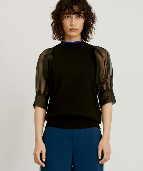 CITY TOKYO（シティトウキョウ）の「シアースリーブニットトップス（ニット/セーター・レディース・ベージュ/ブラック/ライム・FREE）」の21枚目の写真