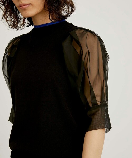 CITY TOKYO（シティトウキョウ）の「シアースリーブニットトップス（ニット/セーター・レディース・ベージュ/ブラック/ライム・FREE）」の18枚目の写真