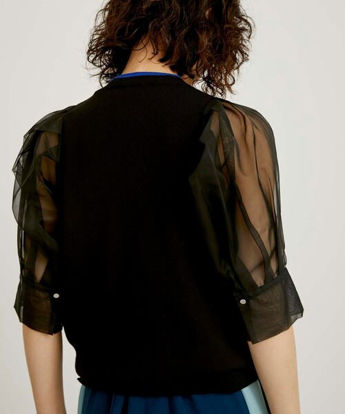 CITY TOKYO（シティトウキョウ）の「シアースリーブニットトップス（ニット/セーター・レディース・ベージュ/ブラック/ライム・FREE）」の9枚目の写真