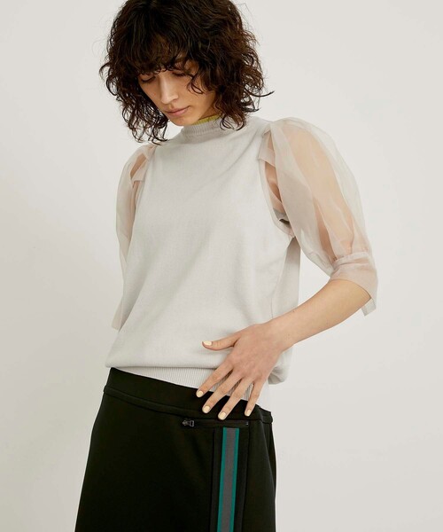 CITY TOKYO（シティトウキョウ）の「シアースリーブニットトップス（ニット/セーター・レディース・ベージュ/ブラック/ライム・FREE）」の22枚目の写真