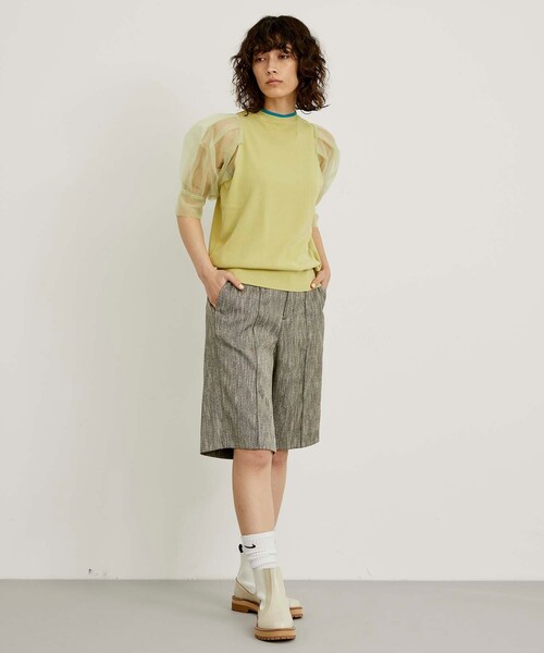 CITY TOKYO（シティトウキョウ）の「シアースリーブニットトップス（ニット/セーター・レディース・ベージュ/ブラック/ライム・FREE）」の15枚目の写真