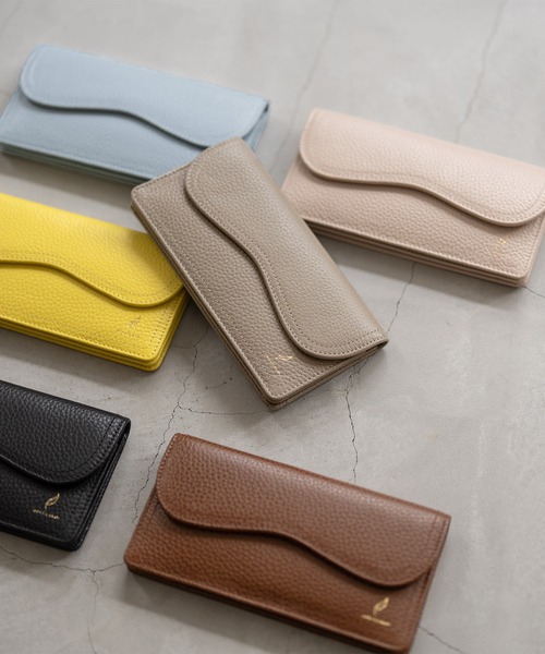 mieno（ミエノ）の「[mieno]牛革レザー薄型フラップ式長財布（財布・レディース・ベージュ/ブルー/レモンイエロー/ローズ/ウッド/ブラウン/ブラック・FREE）」の13枚目の写真