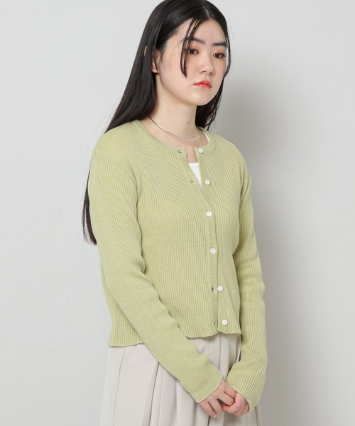 ALAND（エーランド）の「3.3Field Trip／リブラウンドニットカーディガン　2277667（カーディガン/ボレロ・レディース・ブラック/ベージュ/グレー/セージグリーン・FREE）」の2枚目の写真