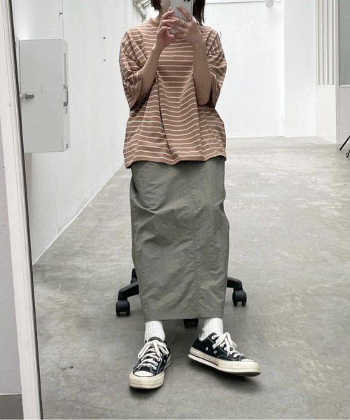 flaner（フラネ）の「Nylon long skirt/ナイロンロングスカート（スカート・レディース・チャコールグレー/カーキ・SMALL/MEDIUM）」の18枚目の写真