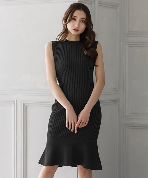 Julia Boutique（ジュリアブティック）の「ミディアム丈・スリーブレスマーメイドニットワンピース/22022（ワンピース・レディース・ブラック/ベージュ/ネイビー/ブラウン/ブルー/ラベンダー・MEDIUM）」の7枚目の写真