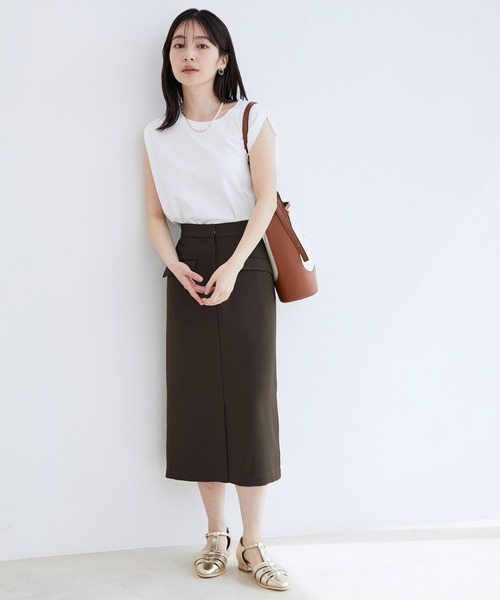 VIS(ビス)の「【EASY CARE】フロントスリットタイトスカート(スカート・レディース・ダークブラウン/オレンジ/ベージュ系その他2・SS/S/M)」の4枚目の写真