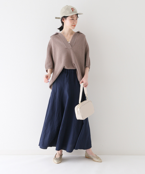 SLOBE IENA(スローブイエナ)の「【NEARBYME/ニアーバイミー】 メッシュスキッパーニット(ニット/セーター・レディース・ブラウン/グリーン・FREE)」の7枚目の写真
