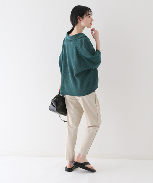 SLOBE IENA(スローブイエナ)の「【NEARBYME/ニアーバイミー】 メッシュスキッパーニット(ニット/セーター・レディース・ブラウン/グリーン・FREE)」の3枚目の写真
