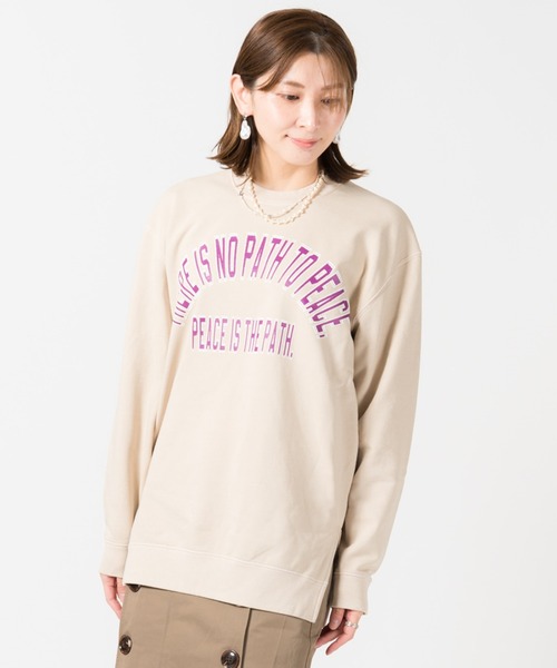 LAYMEE（レイミー）の「College sweat CS / カレッジスウェットカットソー（スウェット・レディース・ブルー/サンドベージュ/ブラック・FREE）」の3枚目の写真