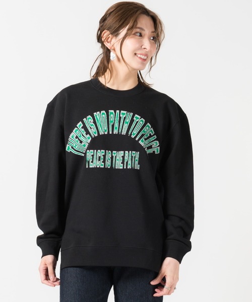 LAYMEE（レイミー）の「College sweat CS / カレッジスウェットカットソー（スウェット・レディース・ブルー/サンドベージュ/ブラック・FREE）」の2枚目の写真