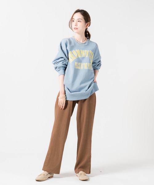LAYMEE（レイミー）の「College sweat CS / カレッジスウェットカットソー（スウェット・レディース・ブルー/サンドベージュ/ブラック・FREE）」の9枚目の写真
