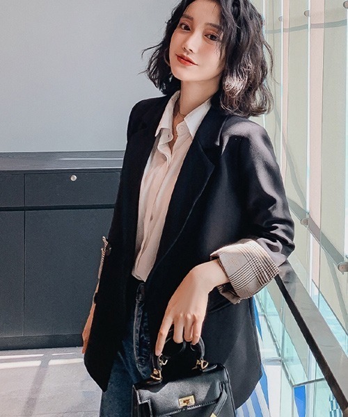 Almo 袖チェック柄テーラードジャケット Sp テーラードジャケット Almo アルモ のファッション通販 Zozotown