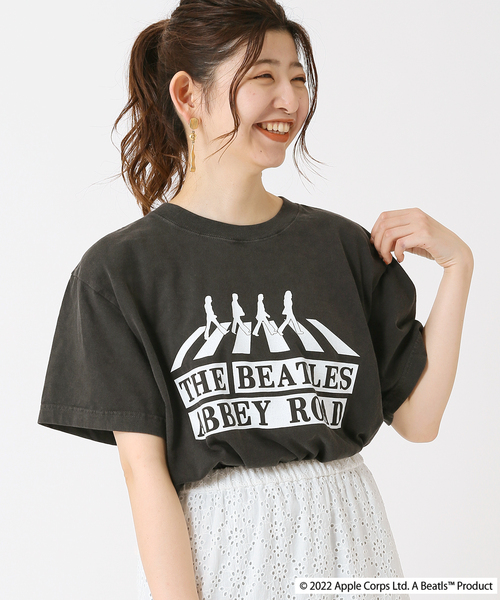 B.C STOCK(ベーセーストック)の「【GOOD ROCK SPEED/グッドロックスピード】BEATLES TEE(Tシャツ/カットソー・レディース・ホワイト/ブラック/ピンク/グリーン・FREE)」の1枚目の写真