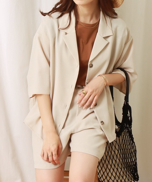 libelle more(リベル モア)の「ドライタッチ シャツジャケットセットアップ(セットアップ・レディース・チャコールグレー/グリーン/ベージュ・L/M)」の3枚目の写真