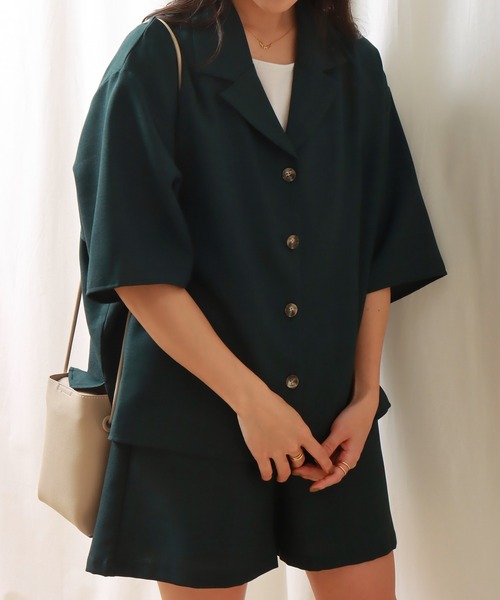 libelle more(リベル モア)の「ドライタッチ シャツジャケットセットアップ(セットアップ・レディース・チャコールグレー/グリーン/ベージュ・L/M)」の6枚目の写真