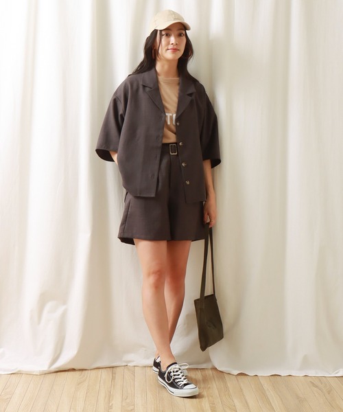 libelle more(リベル モア)の「ドライタッチ シャツジャケットセットアップ(セットアップ・レディース・チャコールグレー/グリーン/ベージュ・L/M)」の8枚目の写真