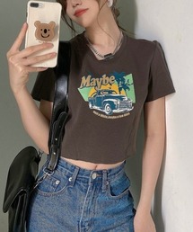 SONA | SONYUNARA ビンテージプリントクロップ半袖Tシャツ(Tシャツ/カットソー)