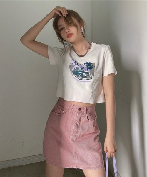 SONA（ソナ）の「SONYUNARA ビンテージプリントクロップ半袖Tシャツ（Tシャツ/カットソー・レディース・ホワイト/モカ・FREE）」の15枚目の写真