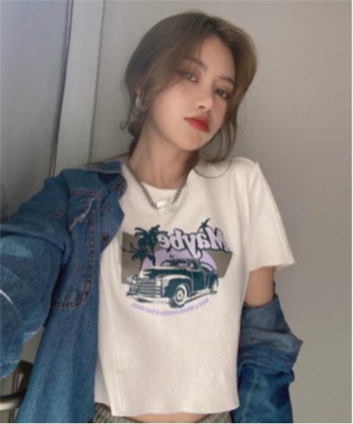 SONA（ソナ）の「SONYUNARA ビンテージプリントクロップ半袖Tシャツ（Tシャツ/カットソー・レディース・ホワイト/モカ・FREE）」の13枚目の写真